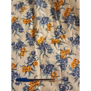 1 1/3 yds x 37 inchces Blue coral and white floral print cotton